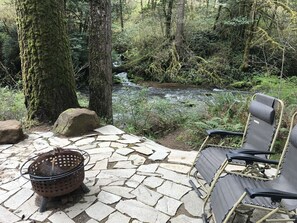 Fire pit in back yard