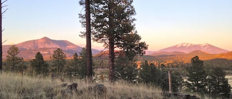 Mt Kendrick (left) San Francisco Peaks (rt) view from hill behind house