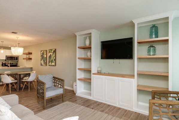 Living area with flat screen TV to enjoy