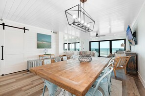 Seating for 6 at the oceanfront dining room table