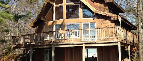 Enjoy a lakefront view as you sit on the large deck with family or friends.