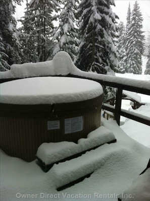 Enjoy a Private Soak Surrounded by Snow Filled Trees in our Hot Tub