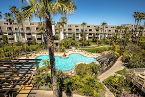 The pool is heated year-round.