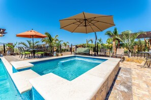 Pool and Jacuzzi patio with shade