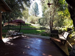 Deck looking at backyard