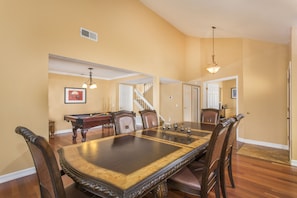 Dining Room Table and Pool Table with Brazilian Cherry Floors