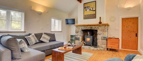 sitting room with woodburner