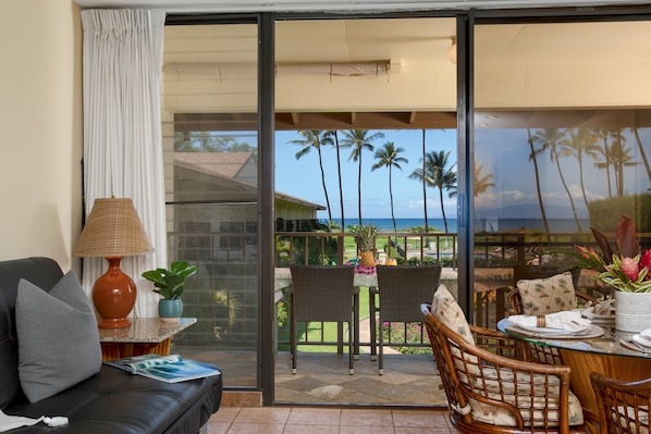Rest in the living room while enjoying the beautiful ocean views from the outside!