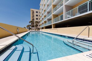 Pool is heated during winter months...when the water is too cold - Gulf front pool and hot tub area