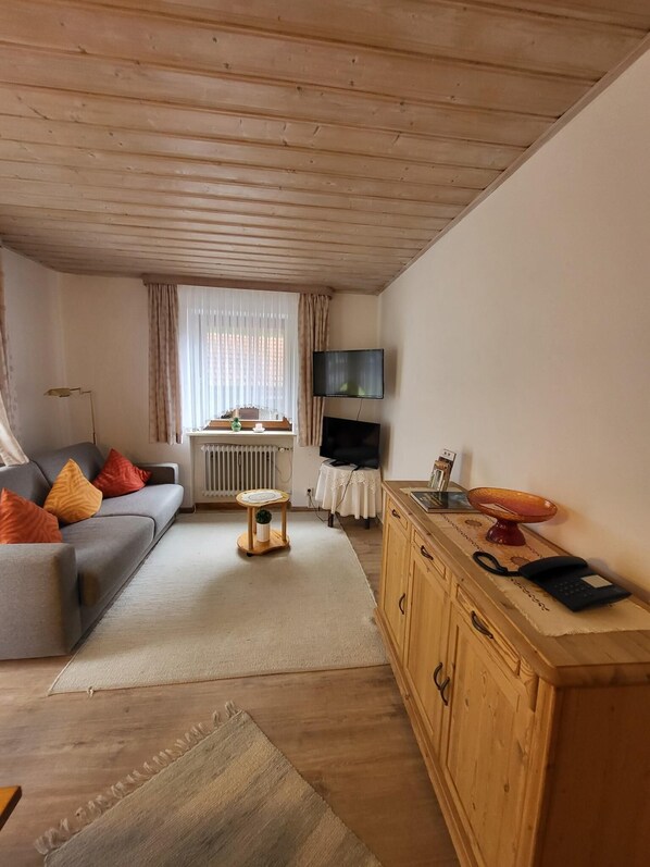 Ferienwohnung in der Staufenstraße- 4 Personen, 50qm, 1 Schlafzimmer, Terrasse-Blick in den Wohnbereich