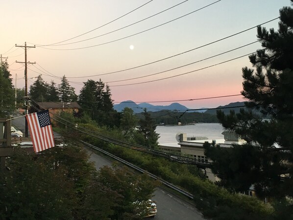 Sunrise and moon view from the studio.