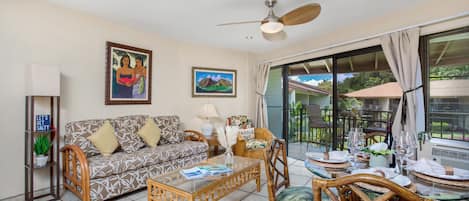 Cozy condo at the Waiohuli Beach Hale with AC, cable TV, and parking