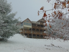 Back of home in winter