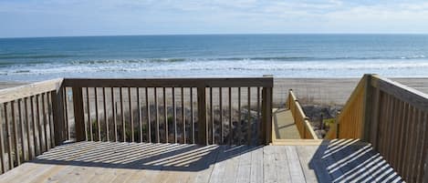 Private beach access with seating on dune overlook