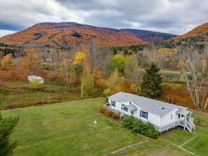 Drone pic taken in fall shows we are just seconds from Hunter Mountain!