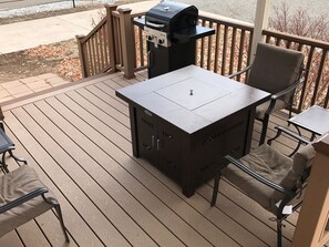 Front Deck with Firepit and BBQ Grille