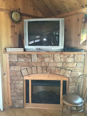 TV fire place in front room 