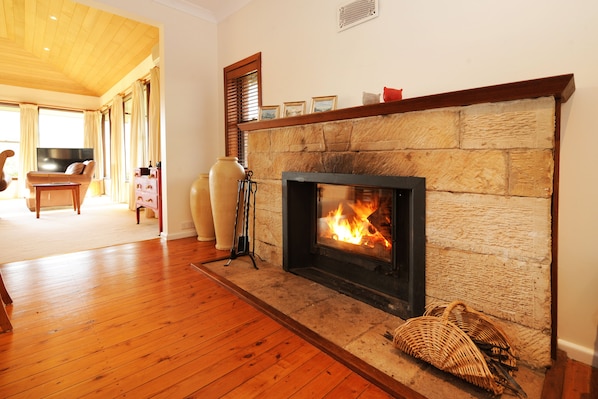 Huge fire place with wood supplied!