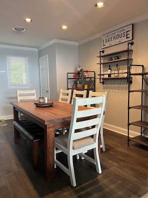 Kitchen table and shelving