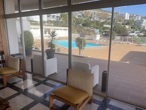Reception area with pool view !