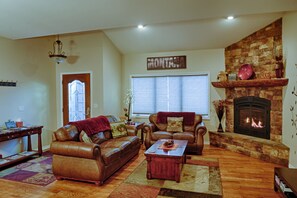Cozy up next to the fire and watch your favorite tv shows.