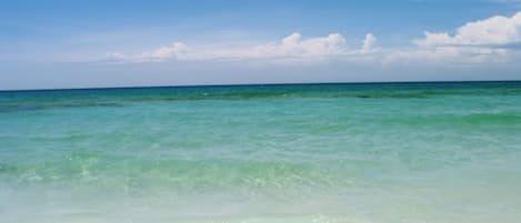 Clear emerald green water and sugar white sands