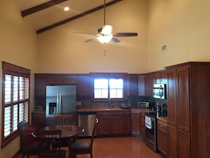 Loads of storage and counter space, kitchen appliances and utensils included
