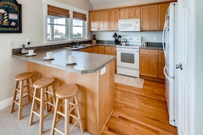 The well-appointed kitchen is the perfect space for the chef in your group.