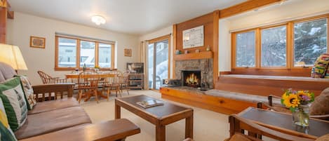 Living Room with Wood Fireplace