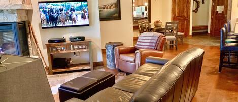 Spacious living room and front entry