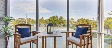 Private Patio with Tennis Court View