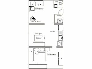 Ferienwohnung Sonnenstrahl, 45qm, 1 Schlafzimmer, max. 3 Personen