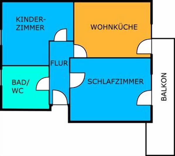 3. Ferienwohnung "Feldberg" mit 65qm, 2 Schlafzimmer für max. 5 Personen-Grundriss