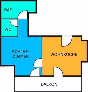 4. Ferienwohnung "Schwarzwaldbahn", 1 Schlafzimmer für max. 3 Personen-Grundriss