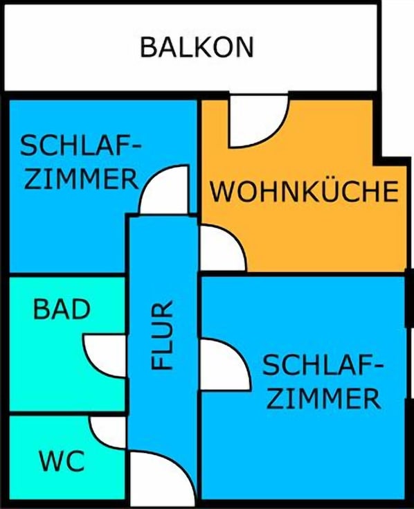 5. Ferienwohnung "Karlstein", 2 Schlafzimmer für max. 4 Personen-Grundriss