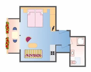 Ferienwohnung Typ C 41, 35qm, 1 Wohn- / Schlafzimmer, max. 2 Personen-TypC,41,Grundriss