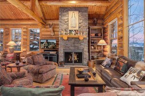 Living Room with Wood Fireplace