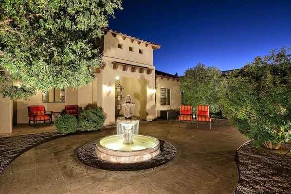 Courtyard Entrance To Casita With Cantera Fountain