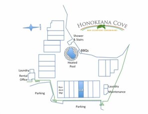 Site plan with #114 - This site plan shows #114's location, privacy gates and other features