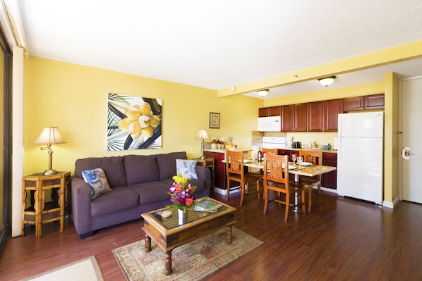 Spacious living and dining area.