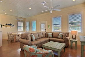 1st Floor - View of living area and dining table