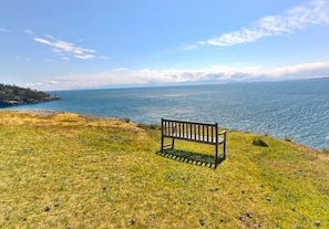 Whale Watch Point is perched high on a bluff looking out to Haro Strait on the coveted West side of San Juan Island.

*Bench is not guaranteed*