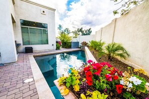 The outdoor shallow pool is perfect for hot AZ weather.