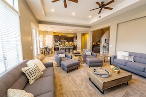 The living room has two pull out couches–the more the merrier!