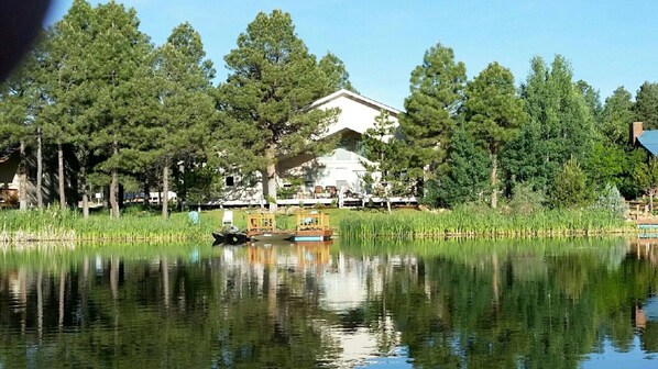  enjoy the lake and mountain views from the  huge covered back deck 