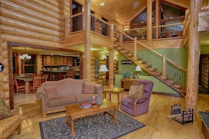 Greatroom, loft & dining room