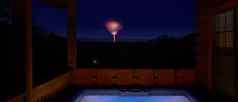 See Dollywood Fireworks from the upper Deck and Private Hot Tub