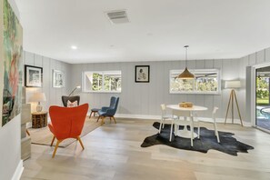 Sitting Room | Retro area includes chairs and small table for four.  The perfect area for quality time with your guests.