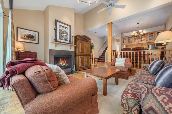 Living Area with Wood Fireplace
