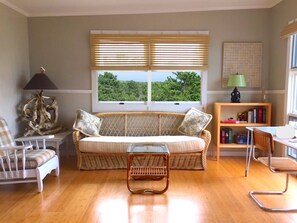 Living Area, bright and open. Custom upholstery, pe